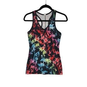 Fila womens athleisur sports jungle floral activewear racerback tank top size XS